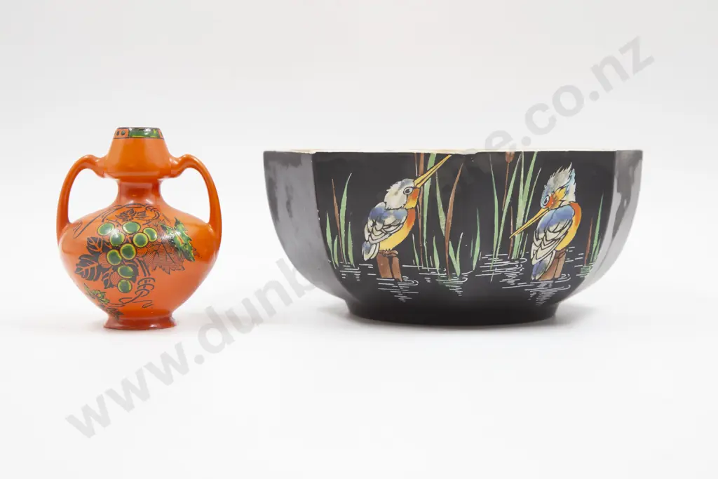 Shelley jKingfisher Pattern Fruit Bowl & Posy Vase Image 1++