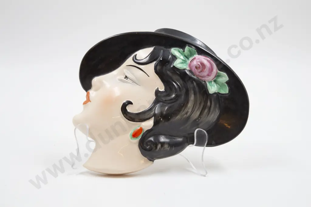 Art Deco Royal Dux Wall Plaque portrait Bust of Spanish Lady Image 1++