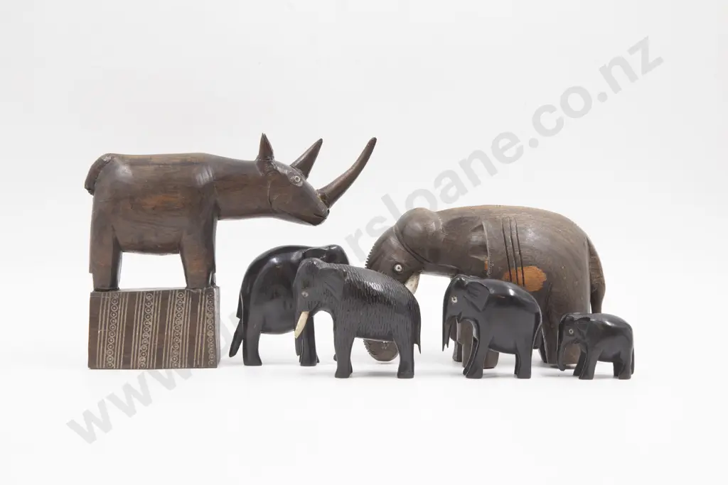 Six Vintage Carved Wooden Animal Figures Image 1++