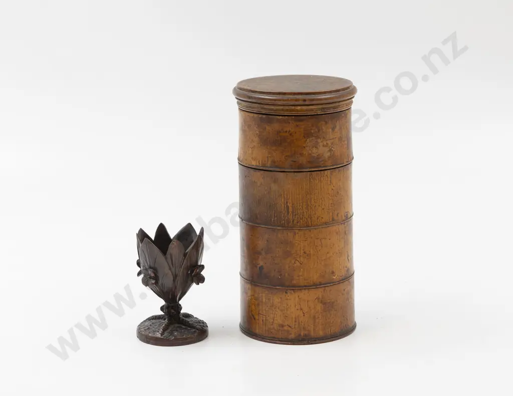 Treen Four Section Vintage Spice Box & Carved Egg Cup Image 1++