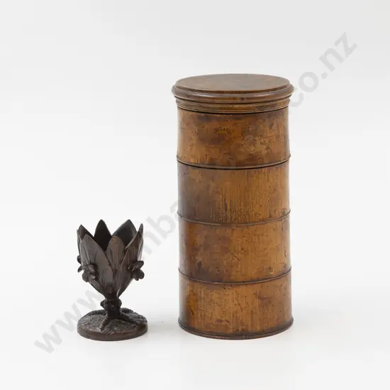 Treen Four Section Vintage Spice Box & Carved Egg Cup