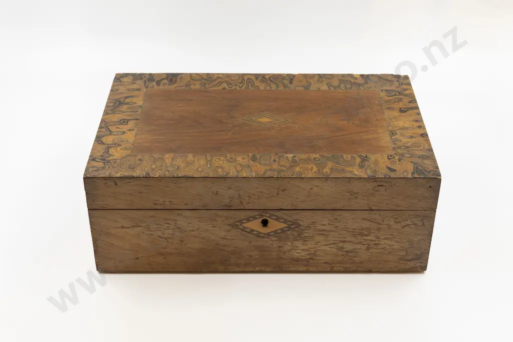 Faded Walnut & Burr Banded Writing Box Image 1++