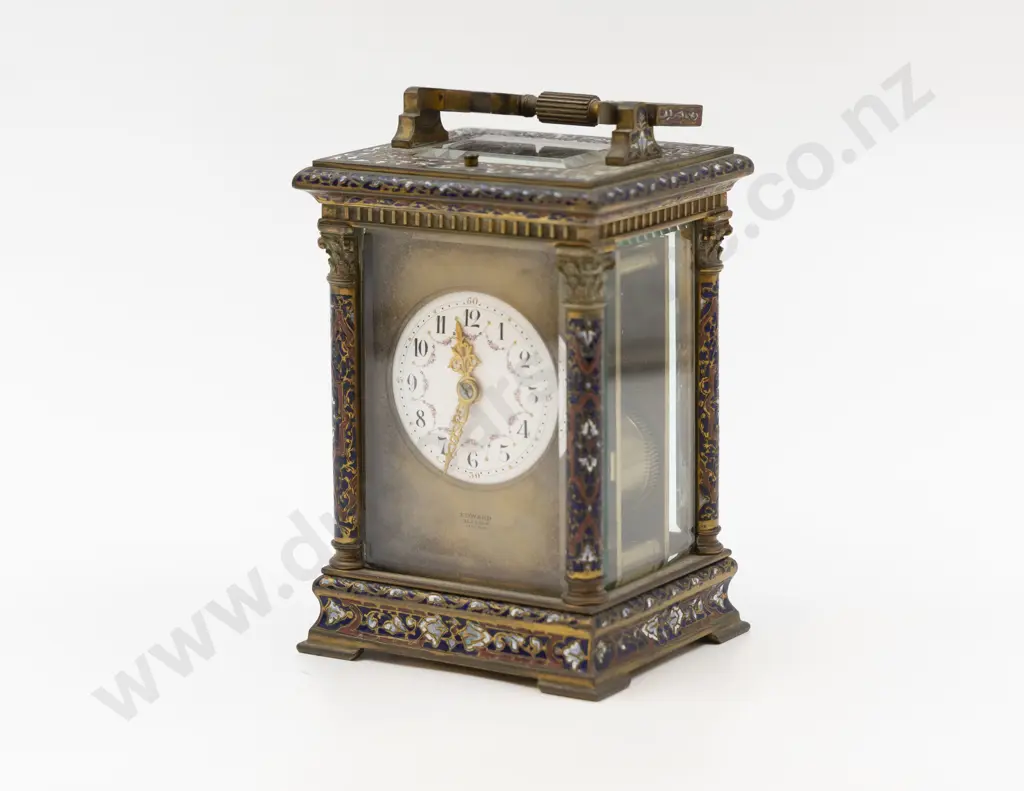 Fine Quality C19th French Brass & Champleve Carriage Clock Image 1++