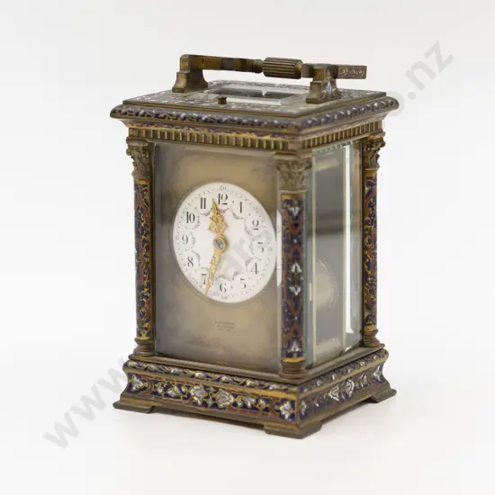 Fine Quality C19th French Brass & Champleve Carriage Clock