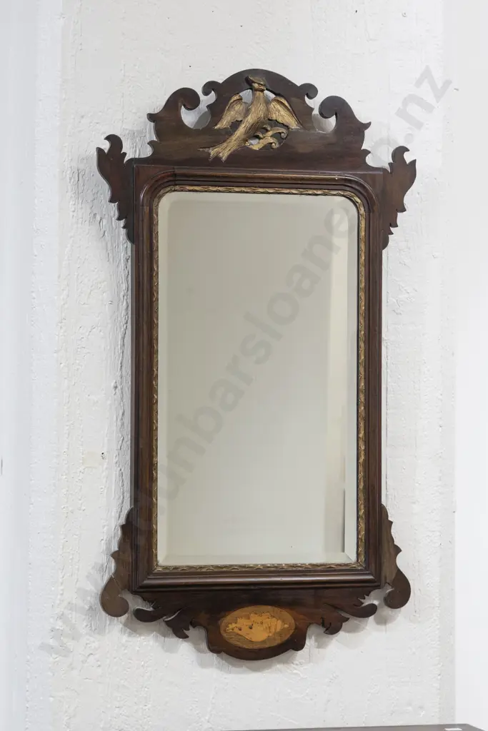 Geo III Mahogany Fretwork Wall Mirror Image 1++