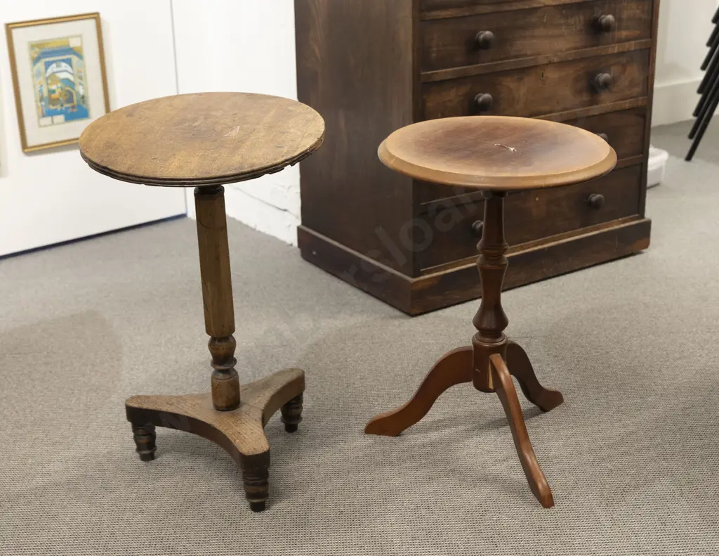 C19th Mahogany Circular Occasional Table & Later Wine Table Image 1++
