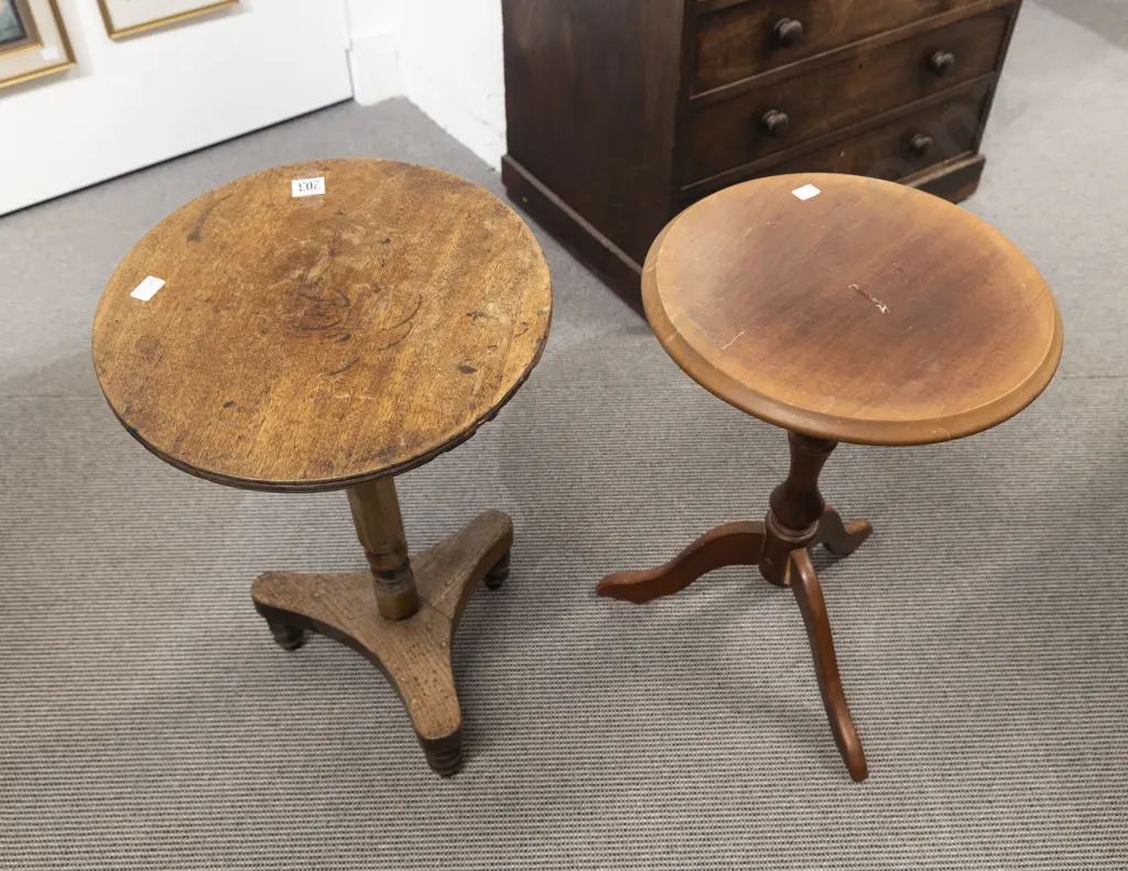 C19th Mahogany Circular Occasional Table & Later Wine Table Image 1++