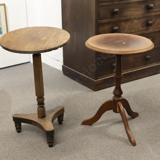 C19th Mahogany Circular Occasional Table & Later Wine Table