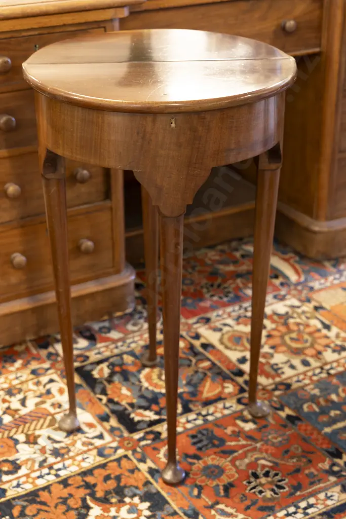 An Attractive & Rare Small Mid Georgian Mahogany D Shaped Foldover Games/Work Table Image 1++