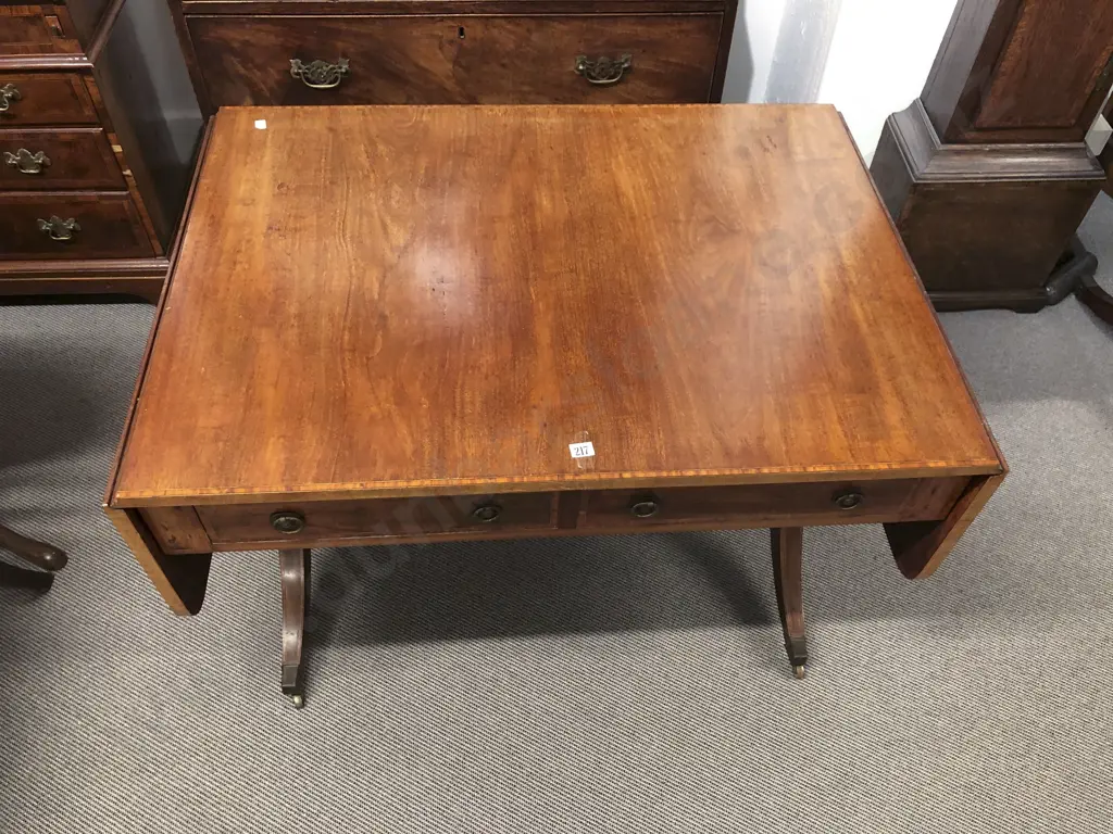 Geo III Mahogany & Satinwood Crossbanded Sofa Table Image 1++