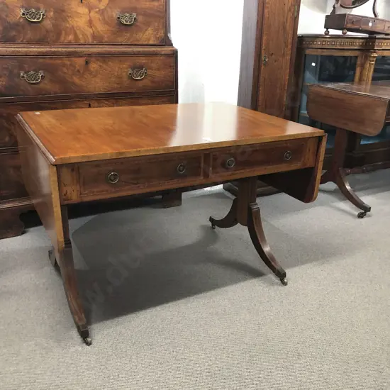 Geo III Mahogany & Satinwood Crossbanded Sofa Table