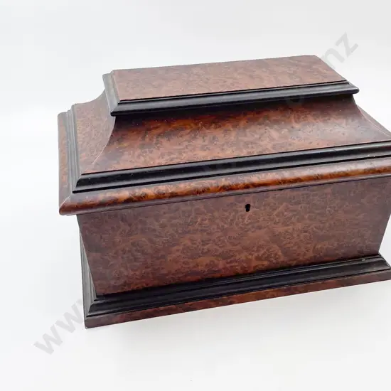 Vict Burr Walnut & Ebonised Sarcophagus Tea Caddy