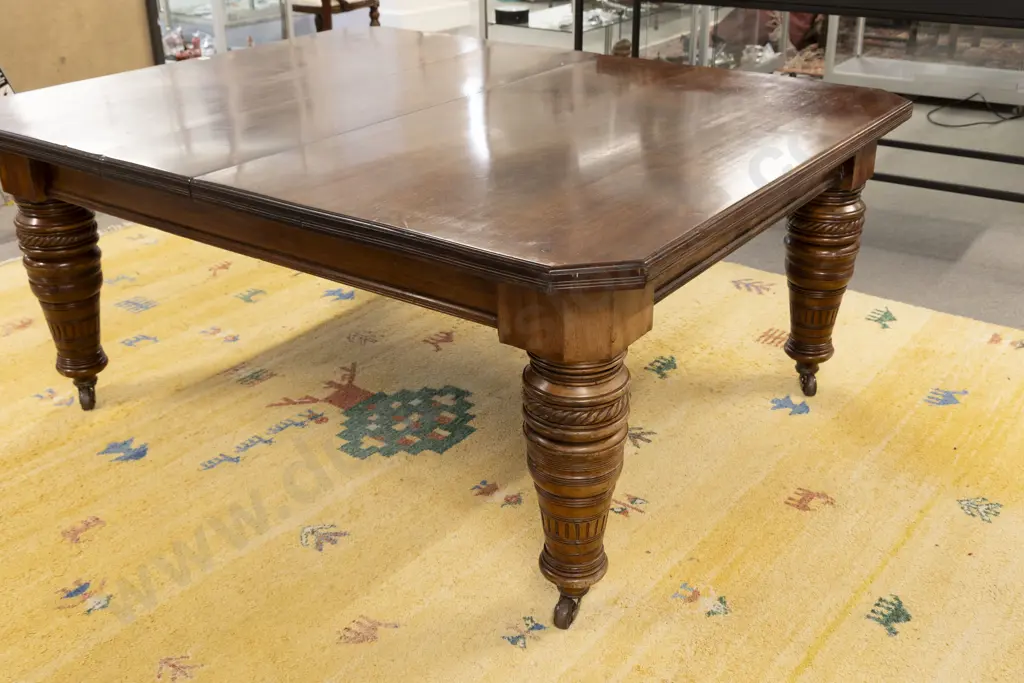 Large Vict Walnut Extension Dining Table Image 1++