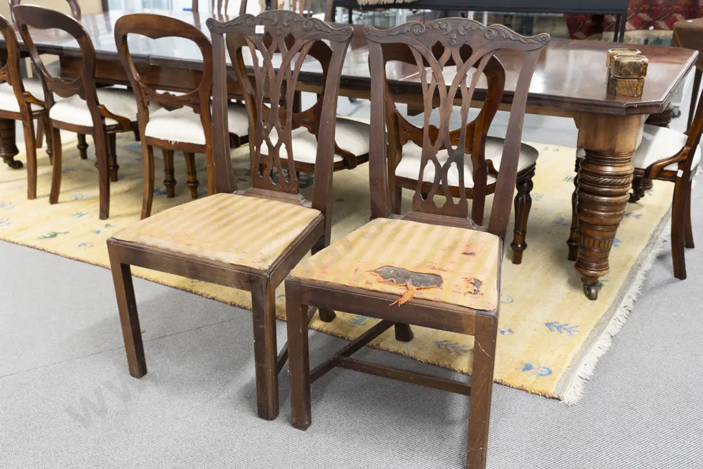Set Of 4 Chippendale Style Mahogany Dining Chairs Image 1++