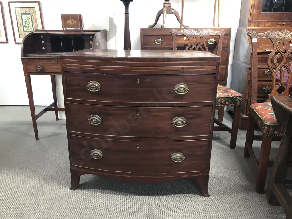 Regency Mahogany Bow Front Chest Of Drawers Image 1++
