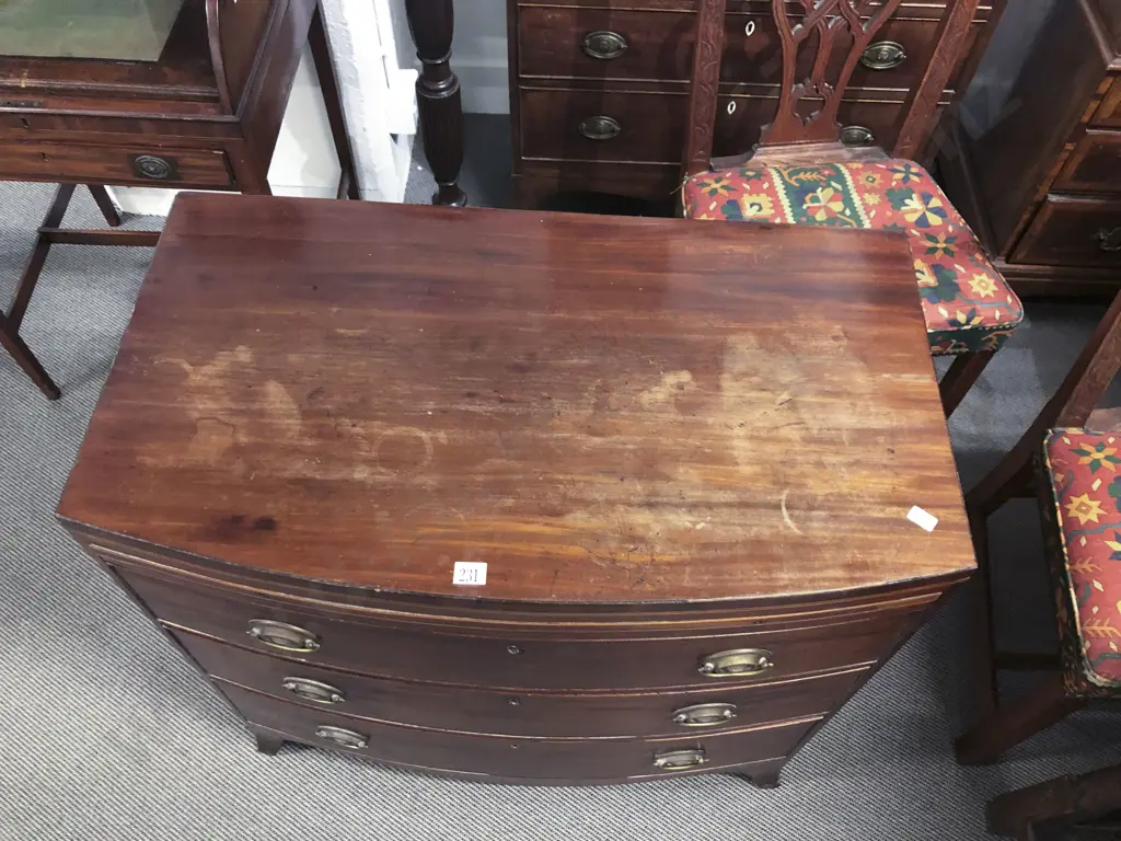 Regency Mahogany Bow Front Chest Of Drawers Image 1++