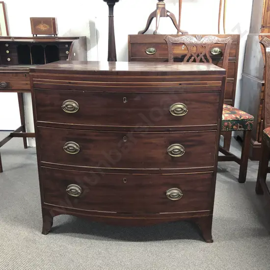 Regency Mahogany Bow Front Chest Of Drawers