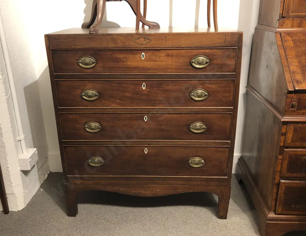 Regency Mahogany Flat Front Chest Of Drawers Image 1++