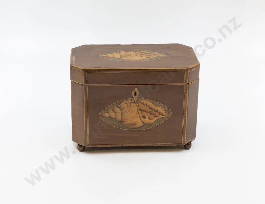 Geo III Mahogany Octagonal Tea Caddy Image 1++