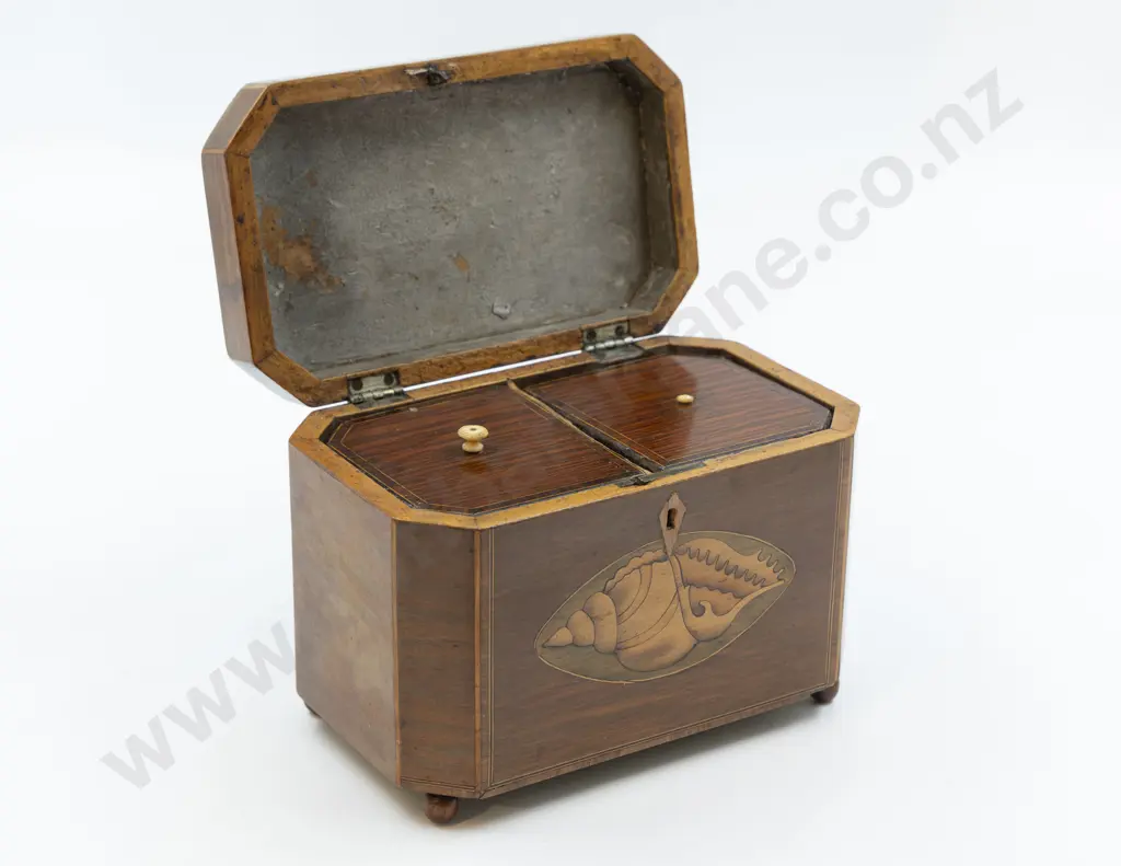 Geo III Mahogany Octagonal Tea Caddy Image 1++