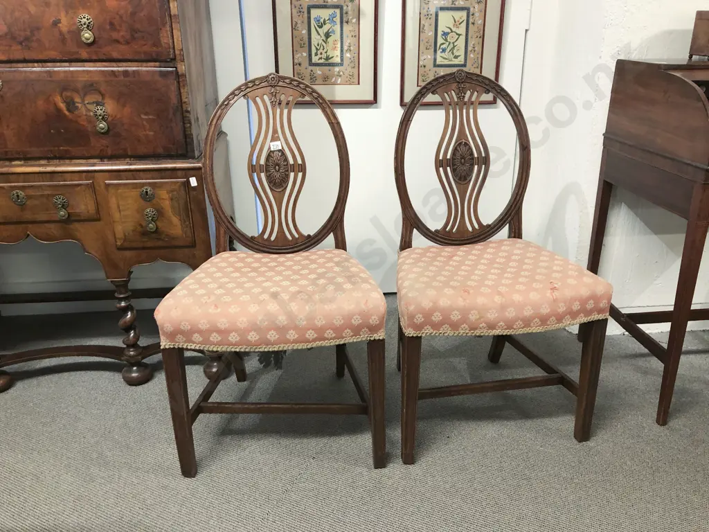 Pair Of Hepplewhite Mahogany Dining Chairs Image 1++