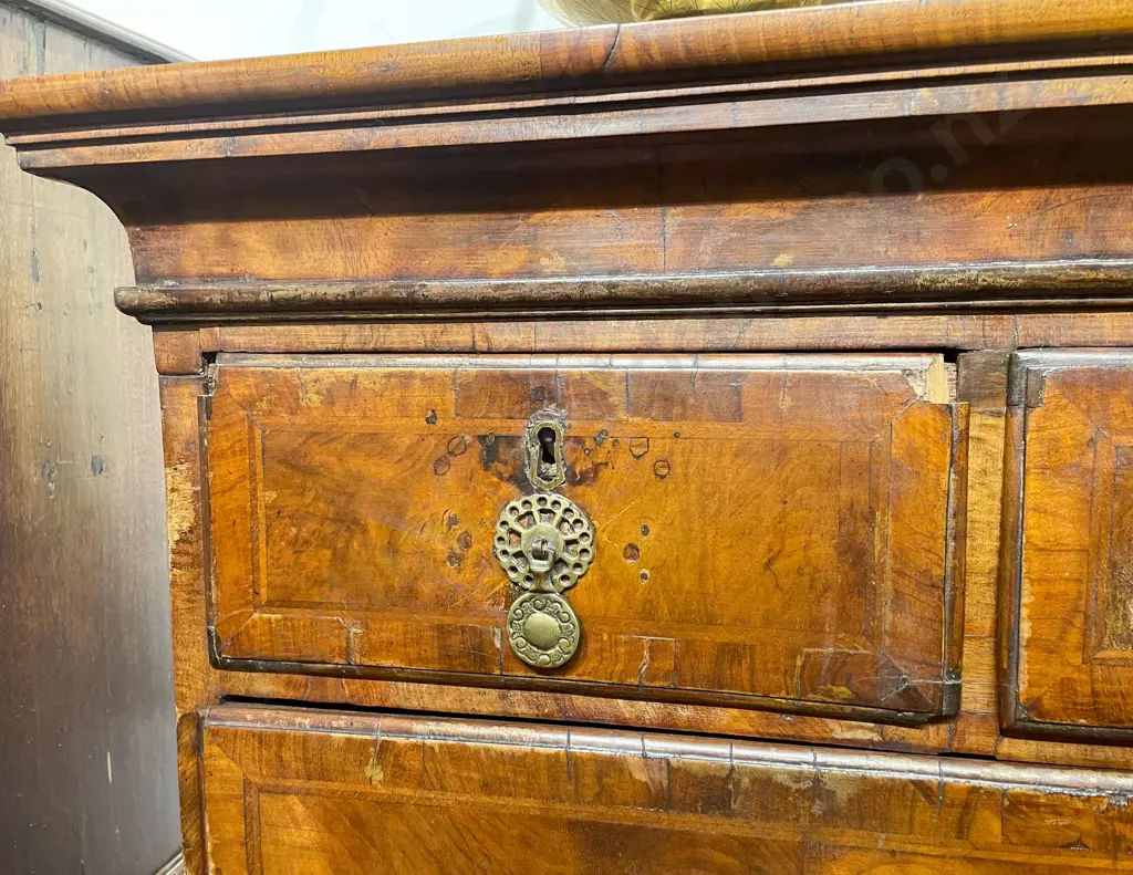 Wm & Mary Walnut & Crossbanded Chest On Stand Image 1++