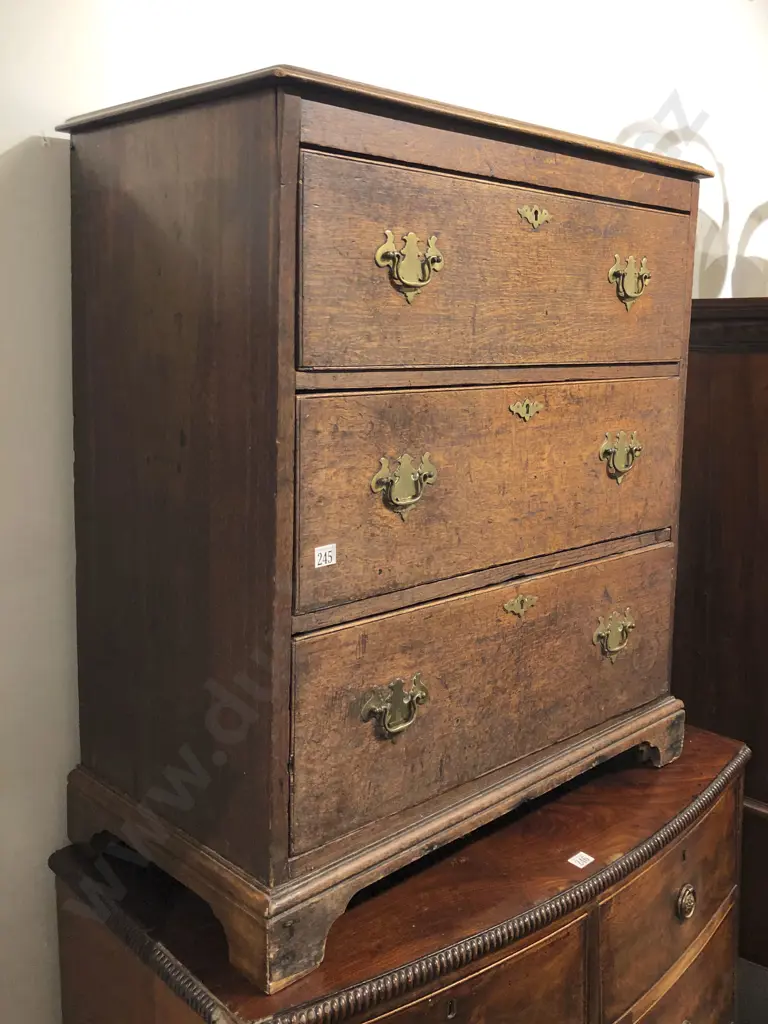 Geo III Oak Flat Front Chest Of Drawers Image 1++