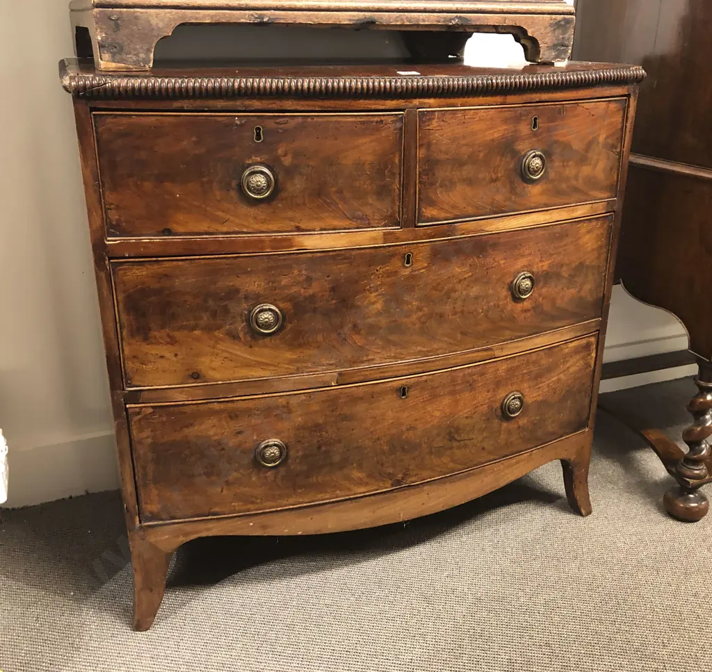 Regency Mahogany Bow Front Chest Of Drawers Image 1++