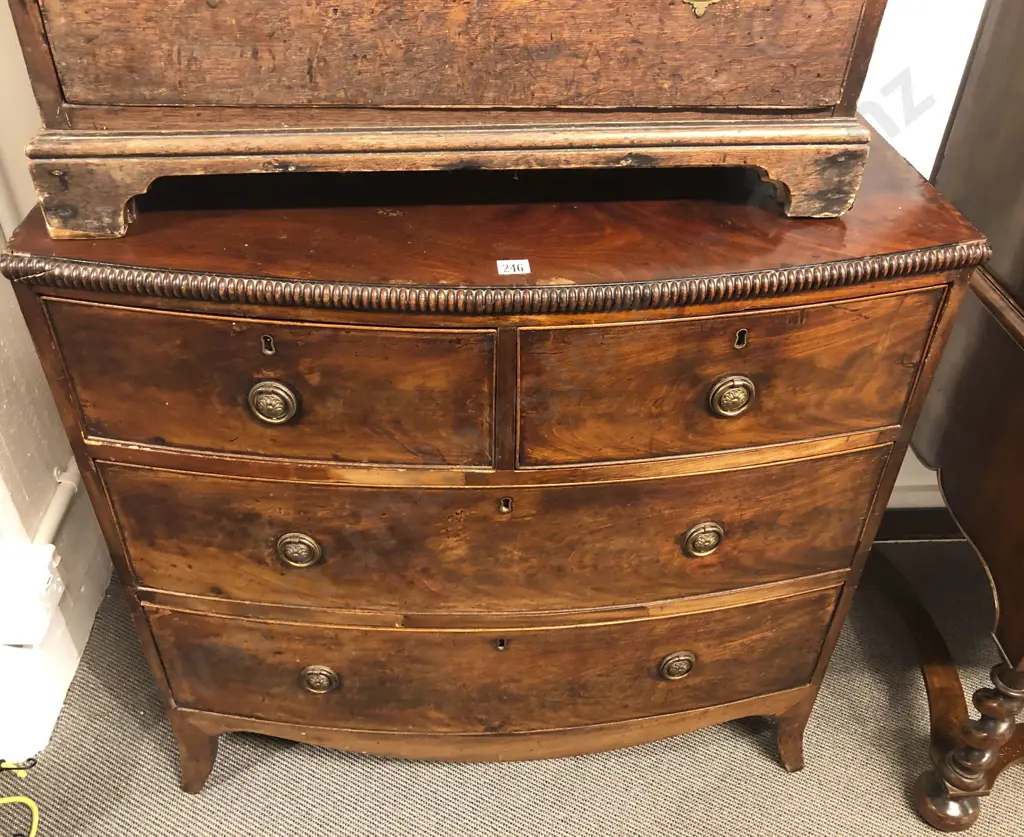 Regency Mahogany Bow Front Chest Of Drawers Image 1++