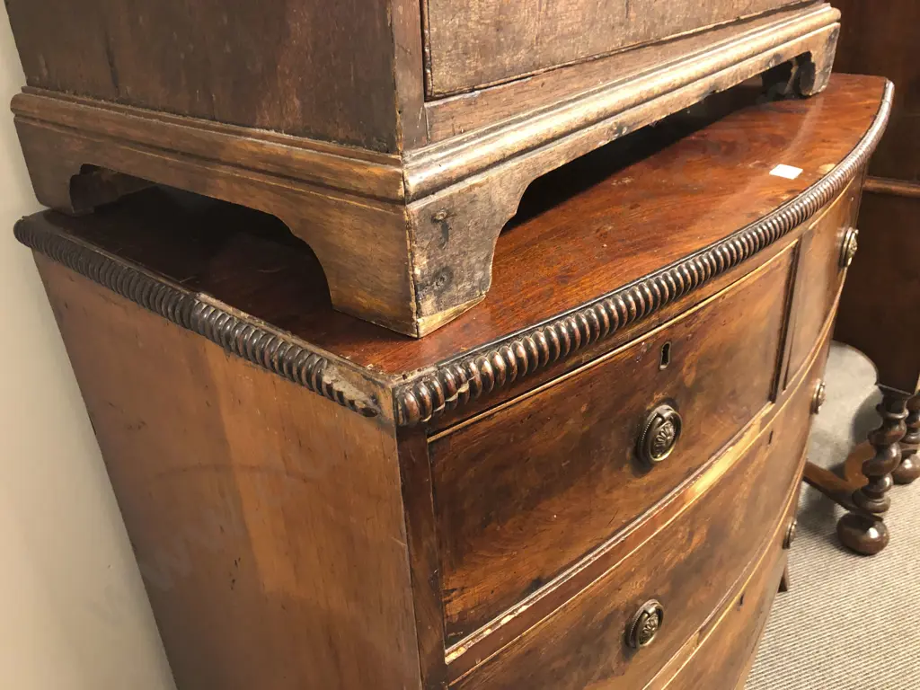 Regency Mahogany Bow Front Chest Of Drawers Image 1++