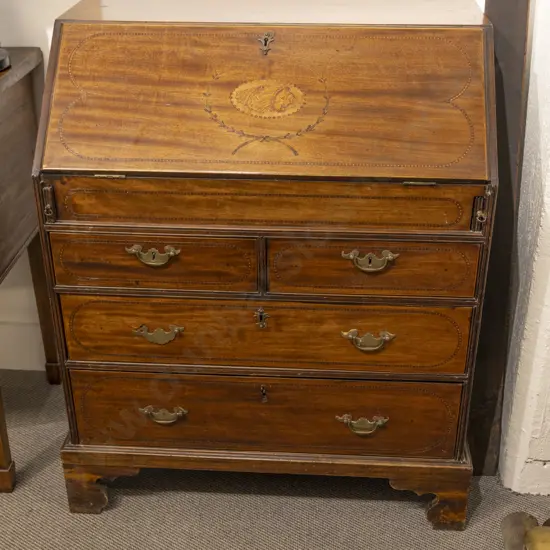 Geo III Mahogany & Inlaid Bureau