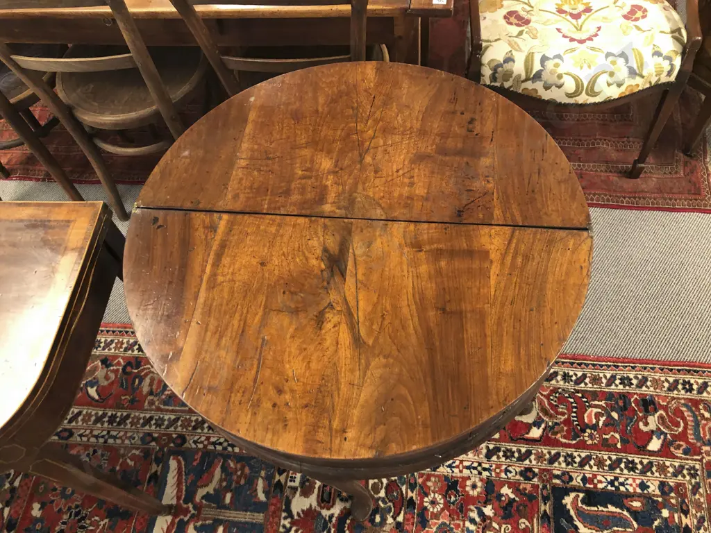 Geo II Walnut Demi Lune Foldover Gateleg Tea Table Image 1++