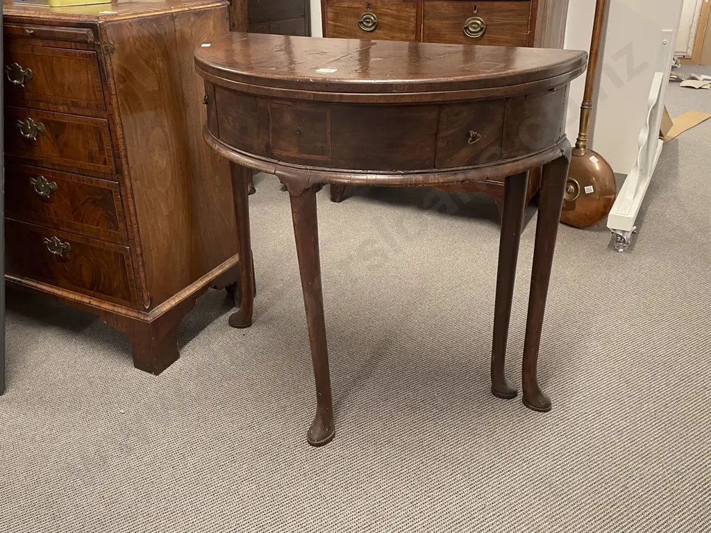 Geo II Walnut Demi Lune Foldover Gateleg Tea Table Image 1++