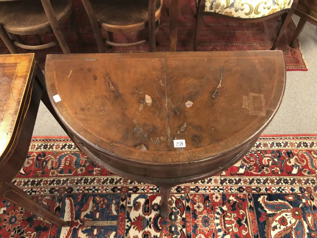 Geo II Walnut Demi Lune Foldover Gateleg Tea Table Image 1++