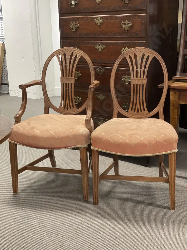 Regency Style Mahogany Twin Pillar Extension Dining Table & 10 Hepplewhite Chairs Image 1++