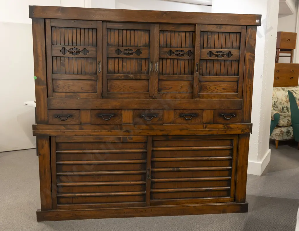 Large Antique Japanese Tansu Cypress & Cedar Kimono Chest Image 1++