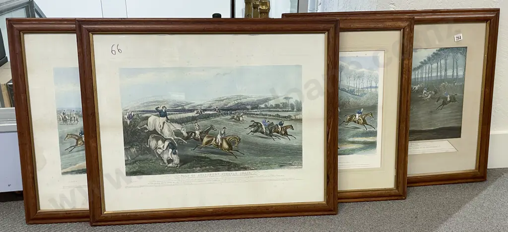 Set Of Four Vict Steeple Chase Coloured Aquatints Image 1++