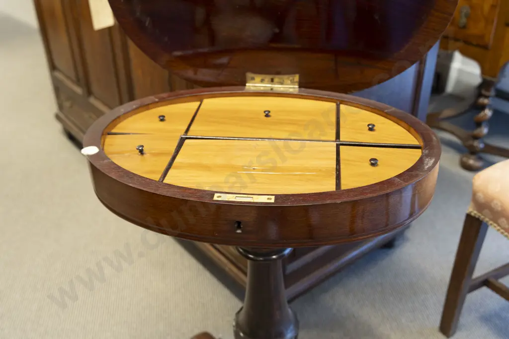 Regency Style Mahogany Oval Work Table Image 1++