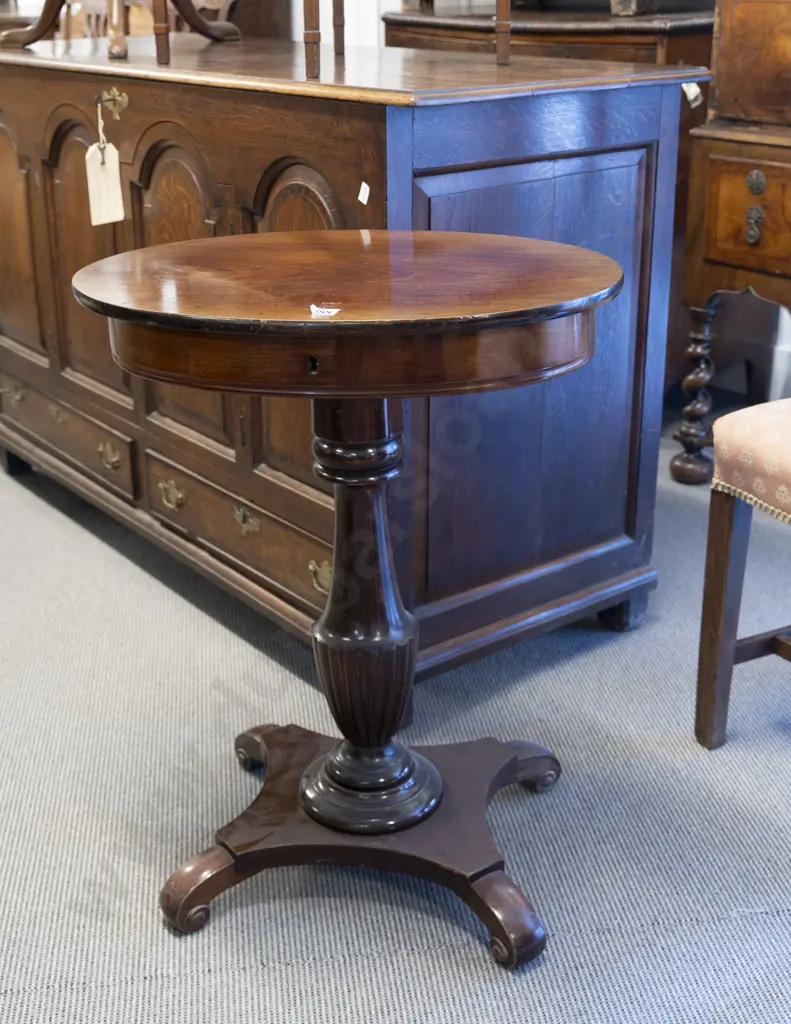 Regency Style Mahogany Oval Work Table Image 1++
