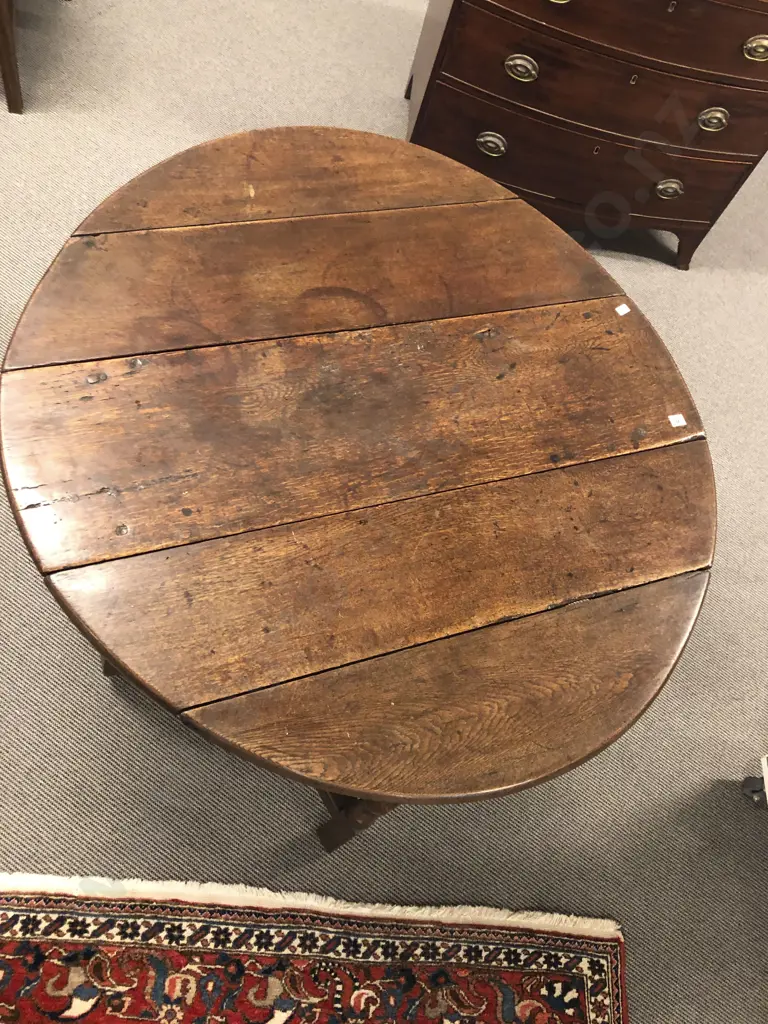 C18th Oak Oval Gateleg Dining Table Image 1++
