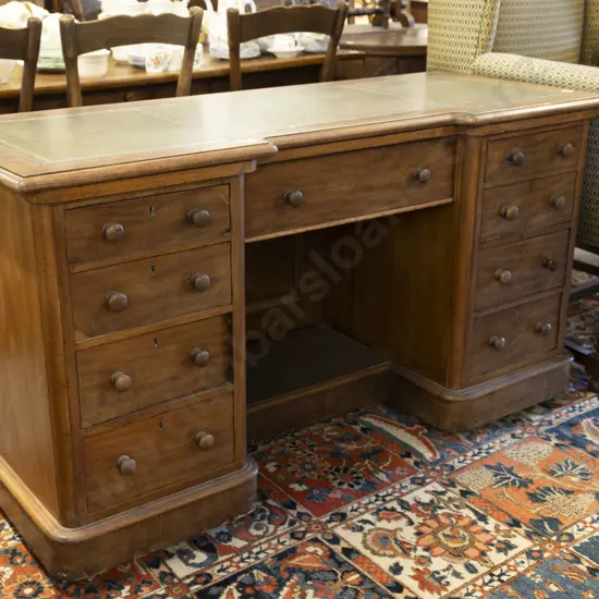 Late Victorian Stamped Maple & Co Faded Mahogany Knee Hole Writing Desk