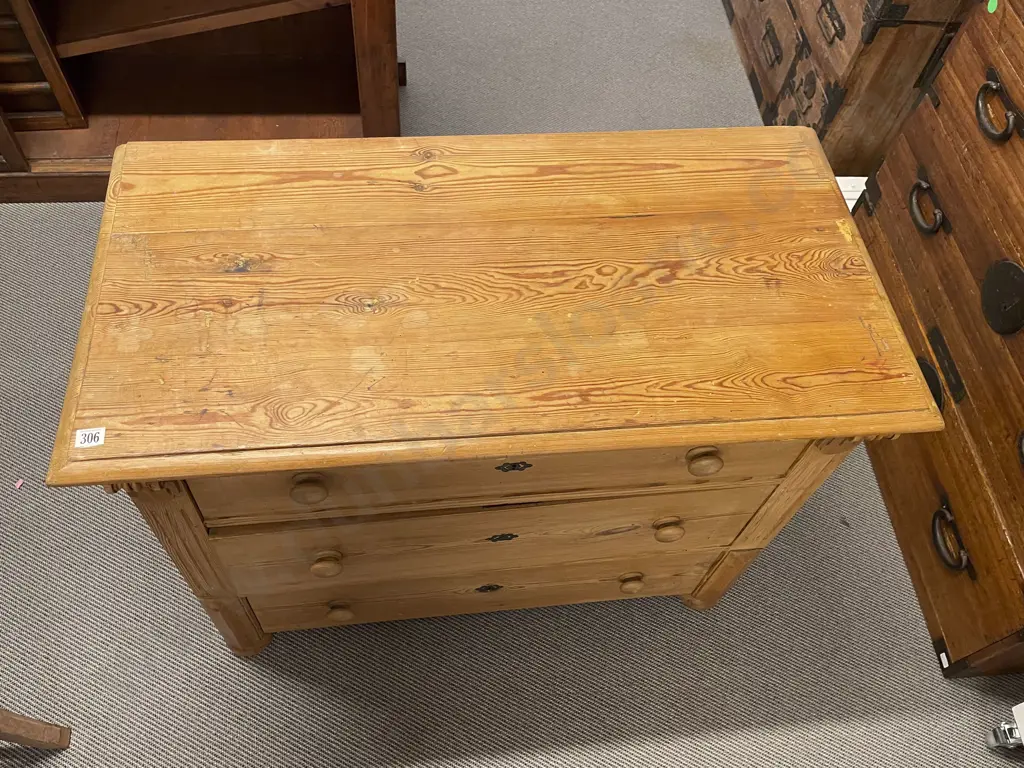 C19th Pine Flat Front Chest Image 1++