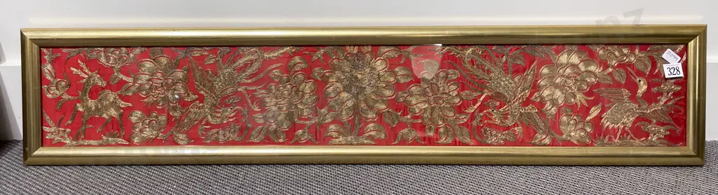 C19th Chinese Malay Gold Thread Embroidered Panel Image 1++