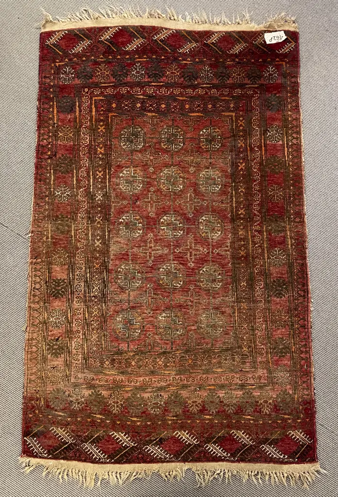 Antique Faded Red Bokhara Persian Rug 190cm x 114cm (faults) Image 1++