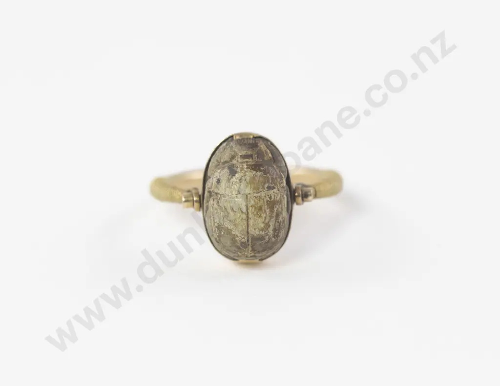 Edwardian 14ct Single Scarab Beetle Swivel Ring Image 1++