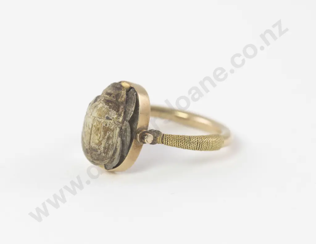 Edwardian 14ct Single Scarab Beetle Swivel Ring Image 1++