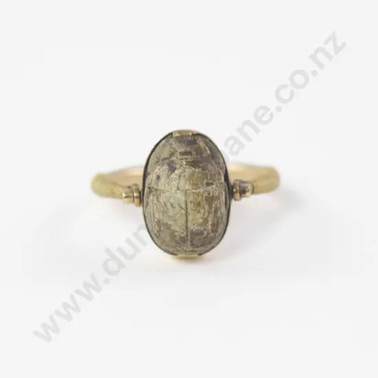 Edwardian 14ct Single Scarab Beetle Swivel Ring