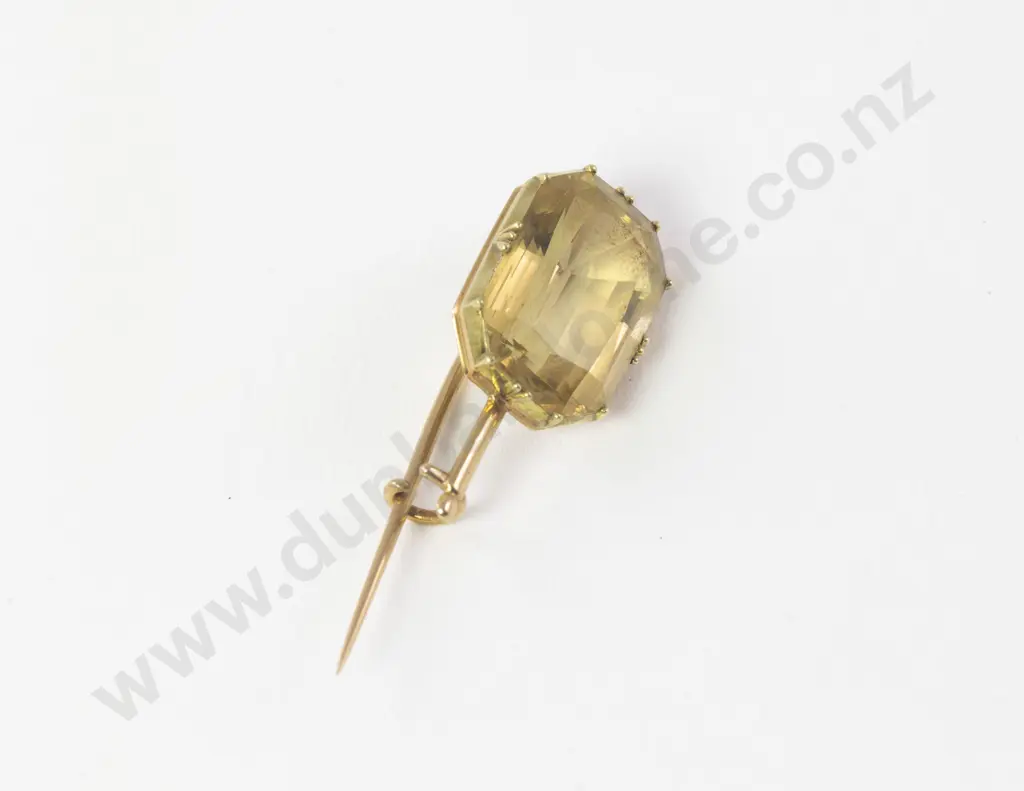 Victorian 15ct Gold Mounted Single Citrine Brooch Image 1++