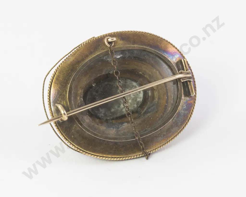 Victorian 15ct Turquoise Oval Target Brooch Image 1++