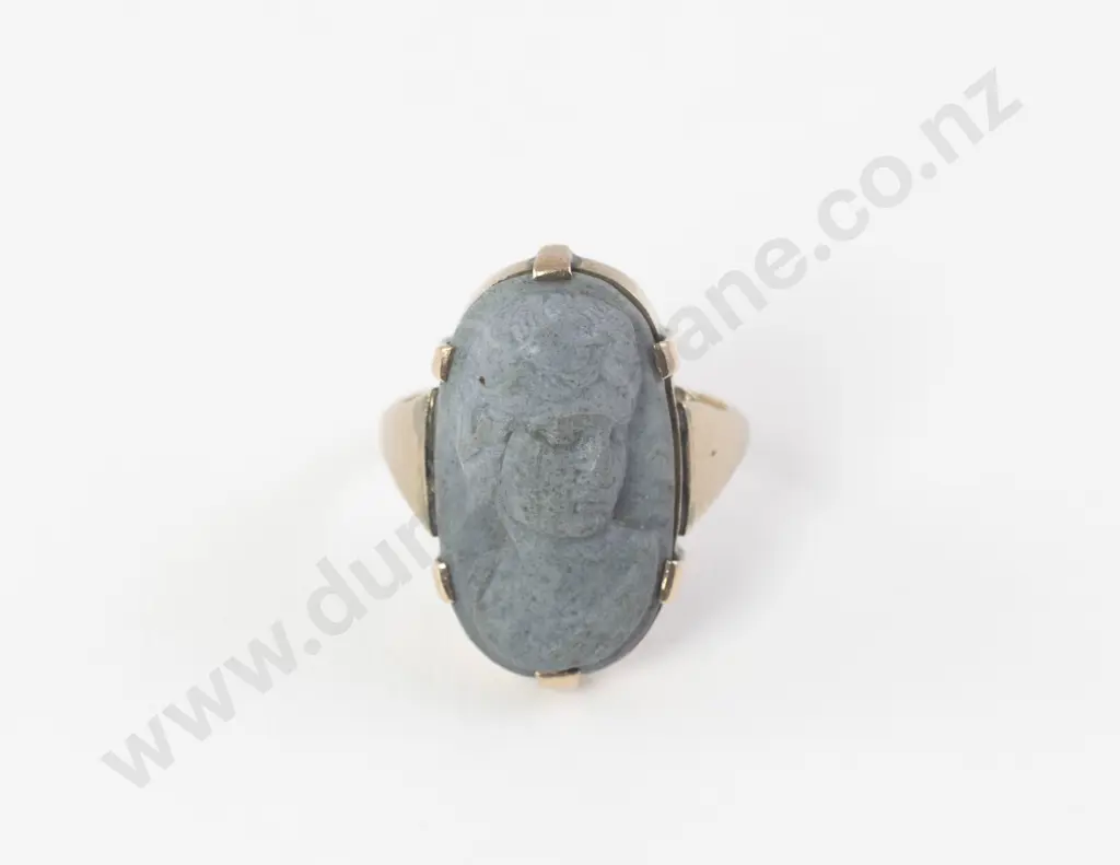 Victorian 18ct Framed Grand Tour Lava Portrait Cameo Ring Image 1++